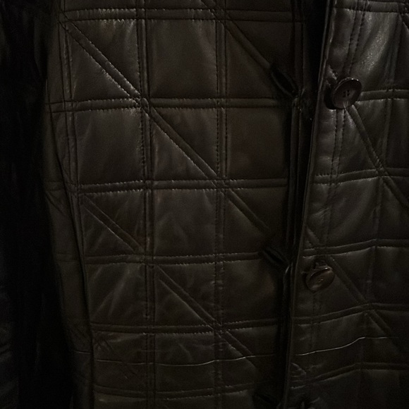 Cole Hann black lamp skin leather trench coat size L - Picture 2 of 7